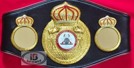 WBA Close Crown - full front view of closed gold crown medallion on black leather strap
