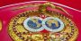 IBF championship belt replica, close-up of center plate