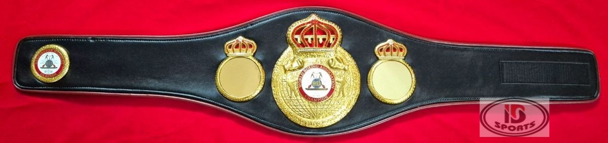 wba open crown Ibrahim Sports - 2 WBA Open Crown belt replica, close-up of center plate