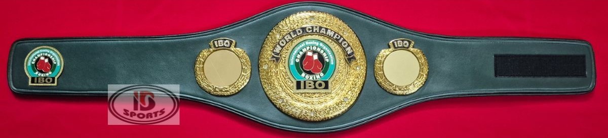 IBO Ibrahim Sports - 3 IBO World Championship belt replica, side plate detail