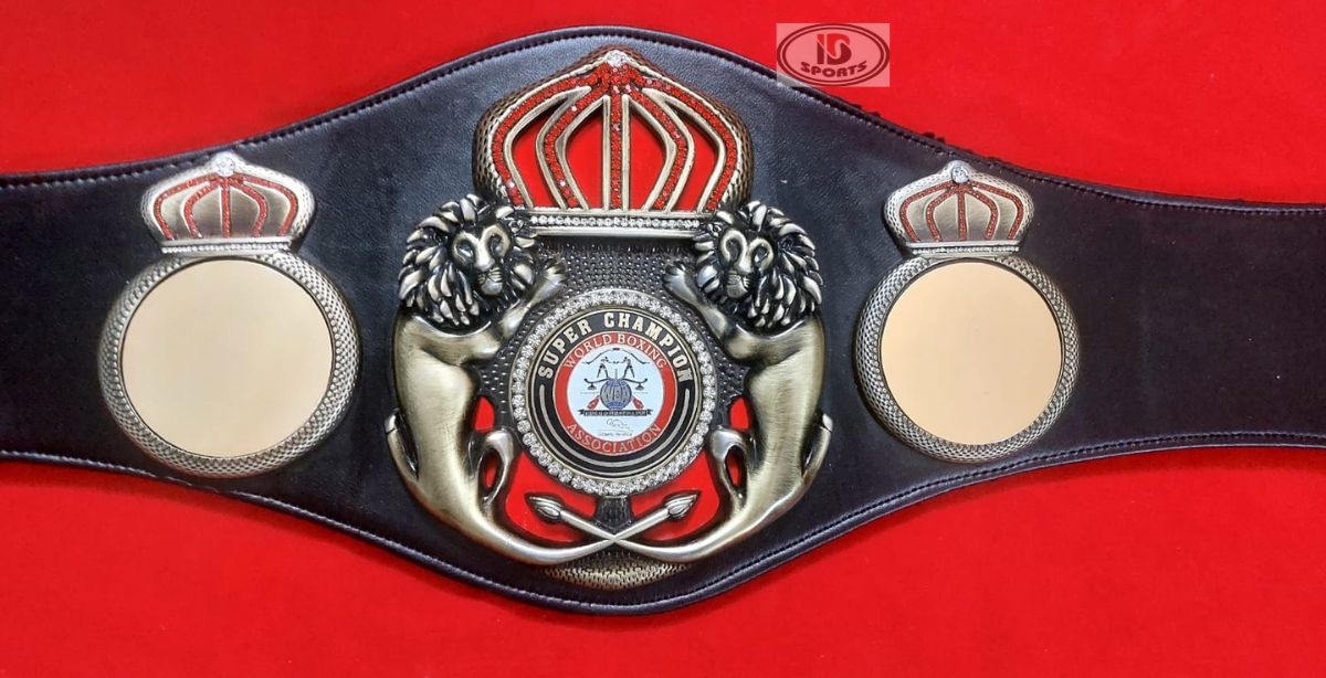 WBA Super Burned Lion championship belt replica, side plate detail