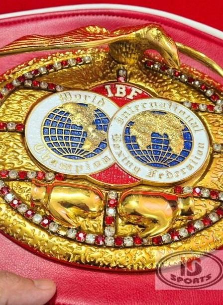 IBF championship belt replica, back of belt