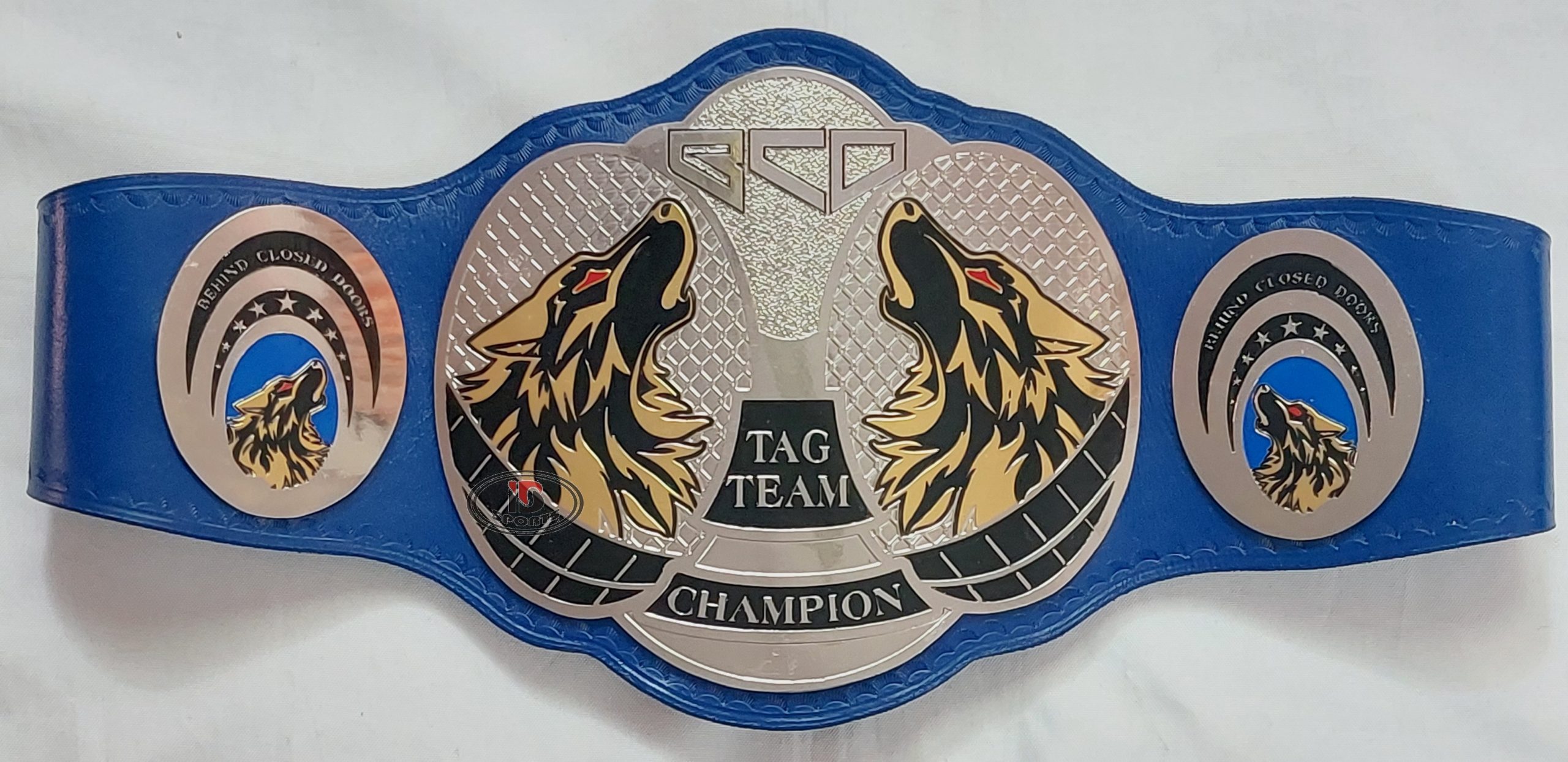 BCD Tag Team belt Blue1 BCD Tag Team custom belt reference example, blue strap detail