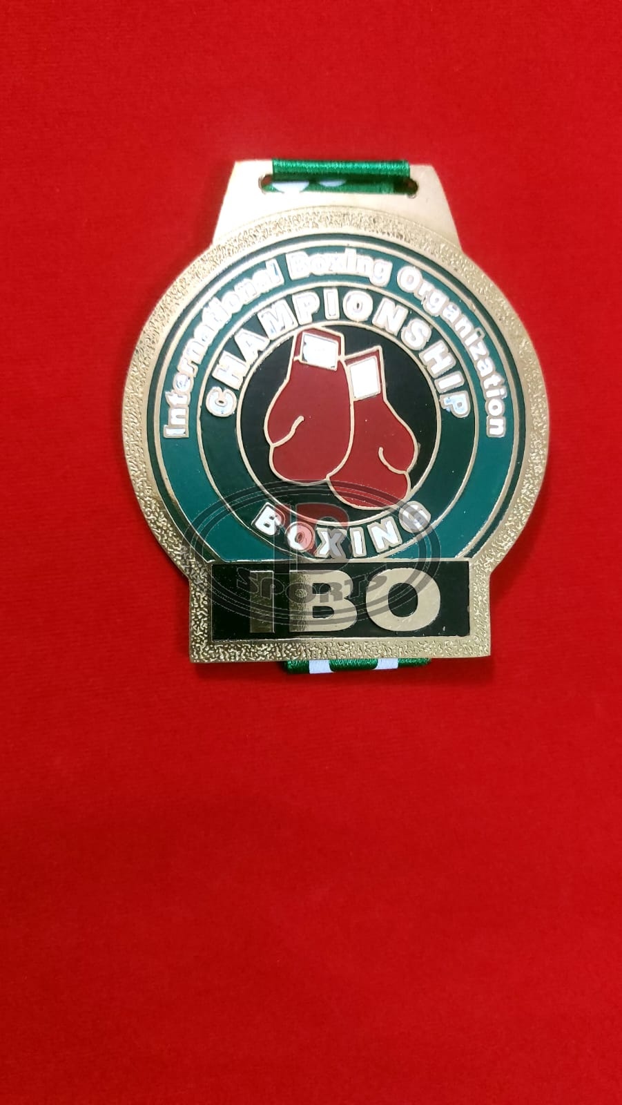 IBO custom brass medal, additional view