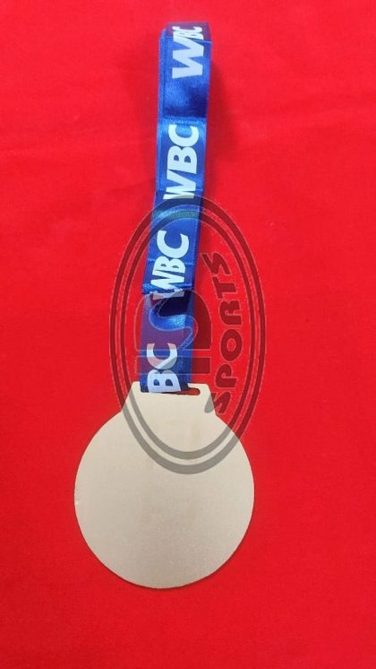 WBC custom brass medal, close-up detail