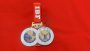 IBF custom brass medal, ribbon detail