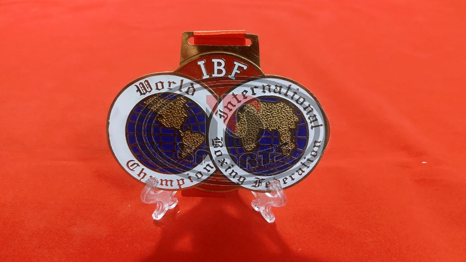 IBF custom brass medal, additional view