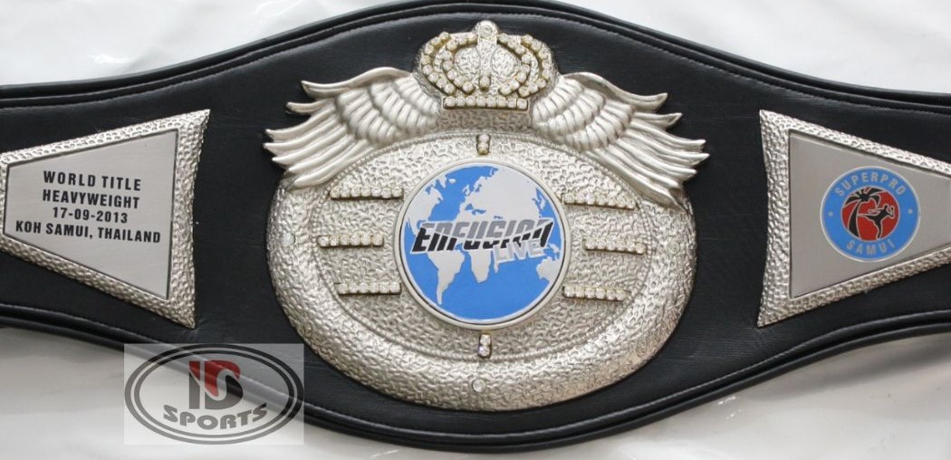 full-size replica boxing belt with main plate and side plates