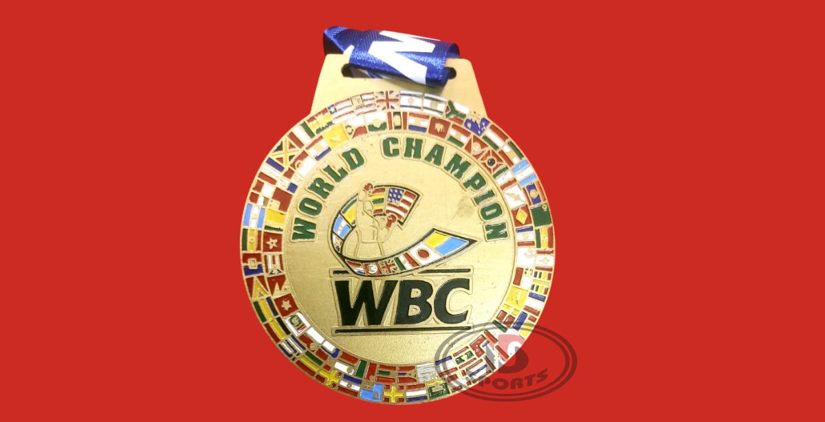 WBC custom brass medal with ribbon