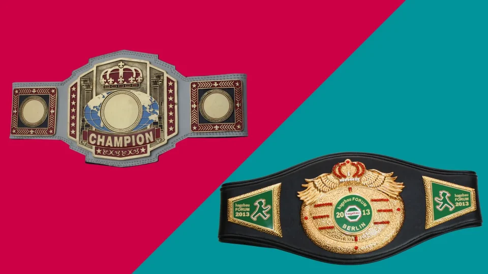 Comparison of a cheap novelty belt and a hand built custom championship belt